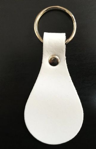 Leather Key Fob / Key Ring - Pear - Various Colours - Qty Options (White, 5)